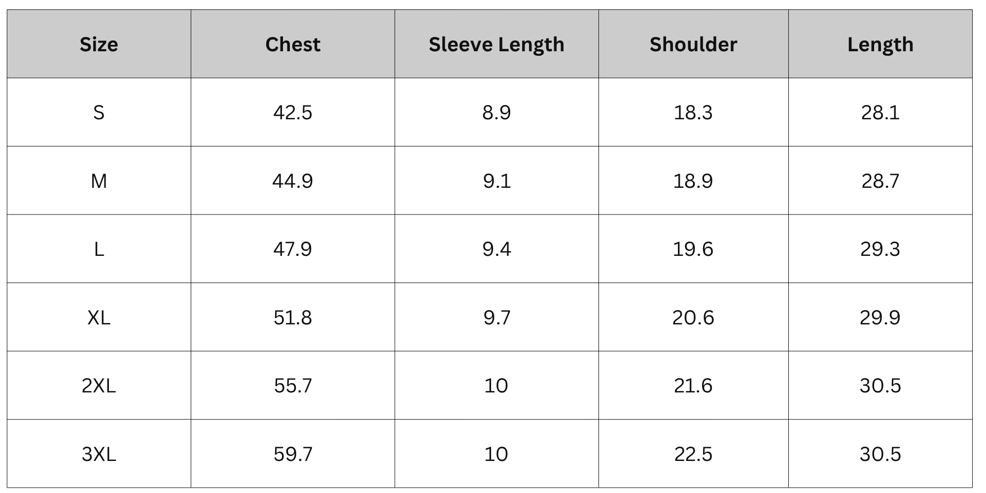 Size Chart