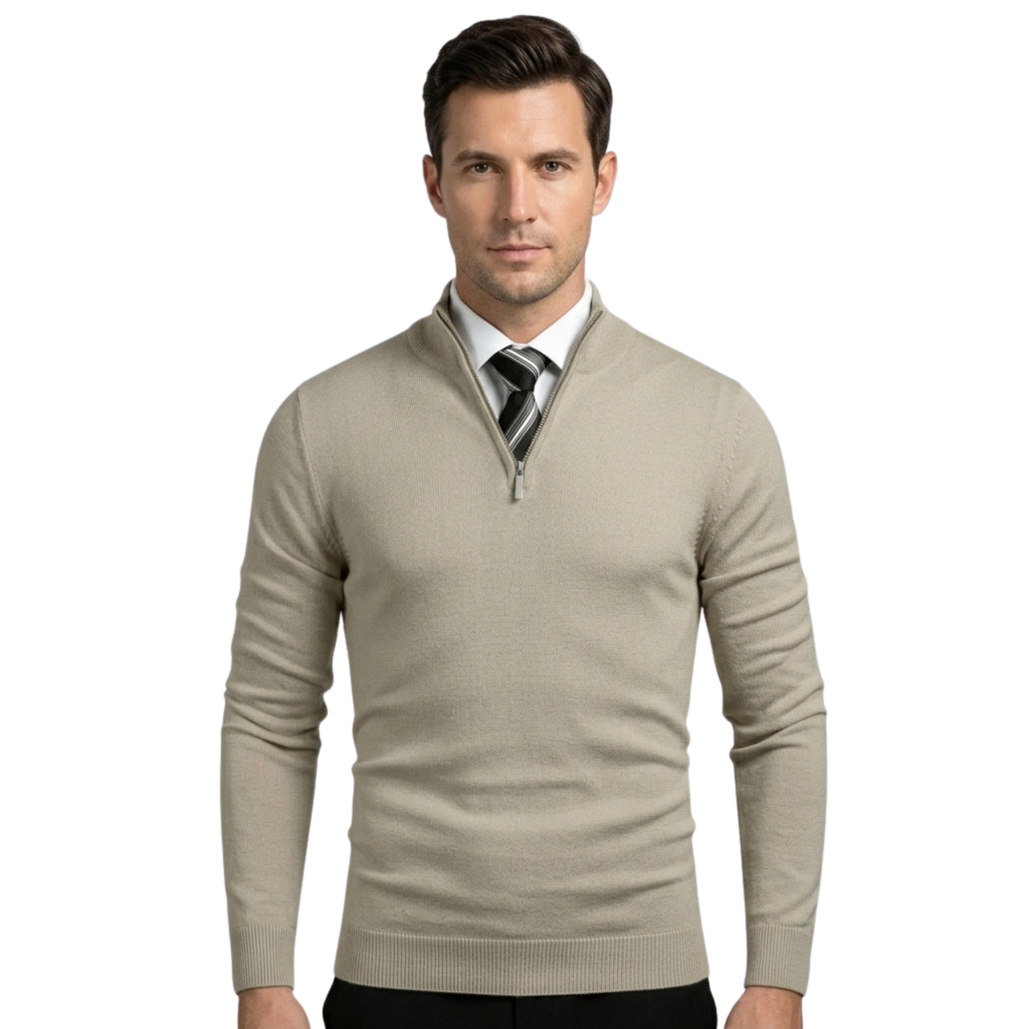 Slim Fit Quarter Zip Knit Pullover