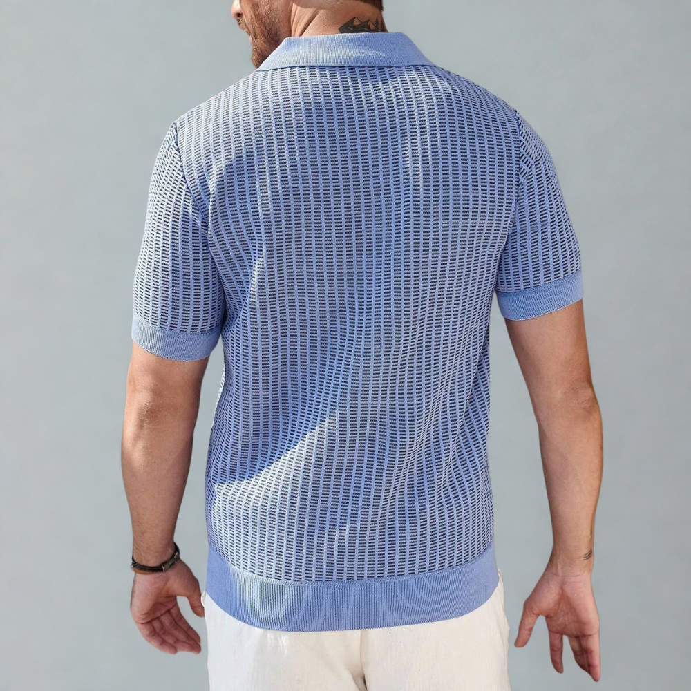Plus Size Men Short Sleeve Knitted Sweater Top, Summer Easter