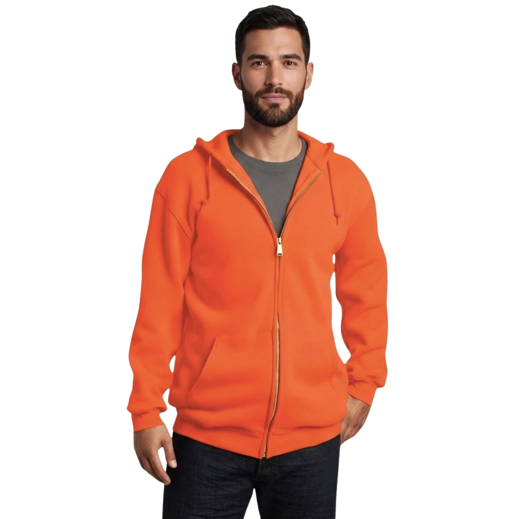 Loose Fit Midweight Full Zip Fleece Hoodie For Men