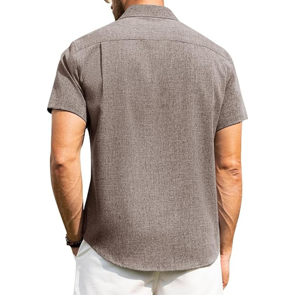 Short Sleeve Button Down Casual Wrinkle Shirts For Men