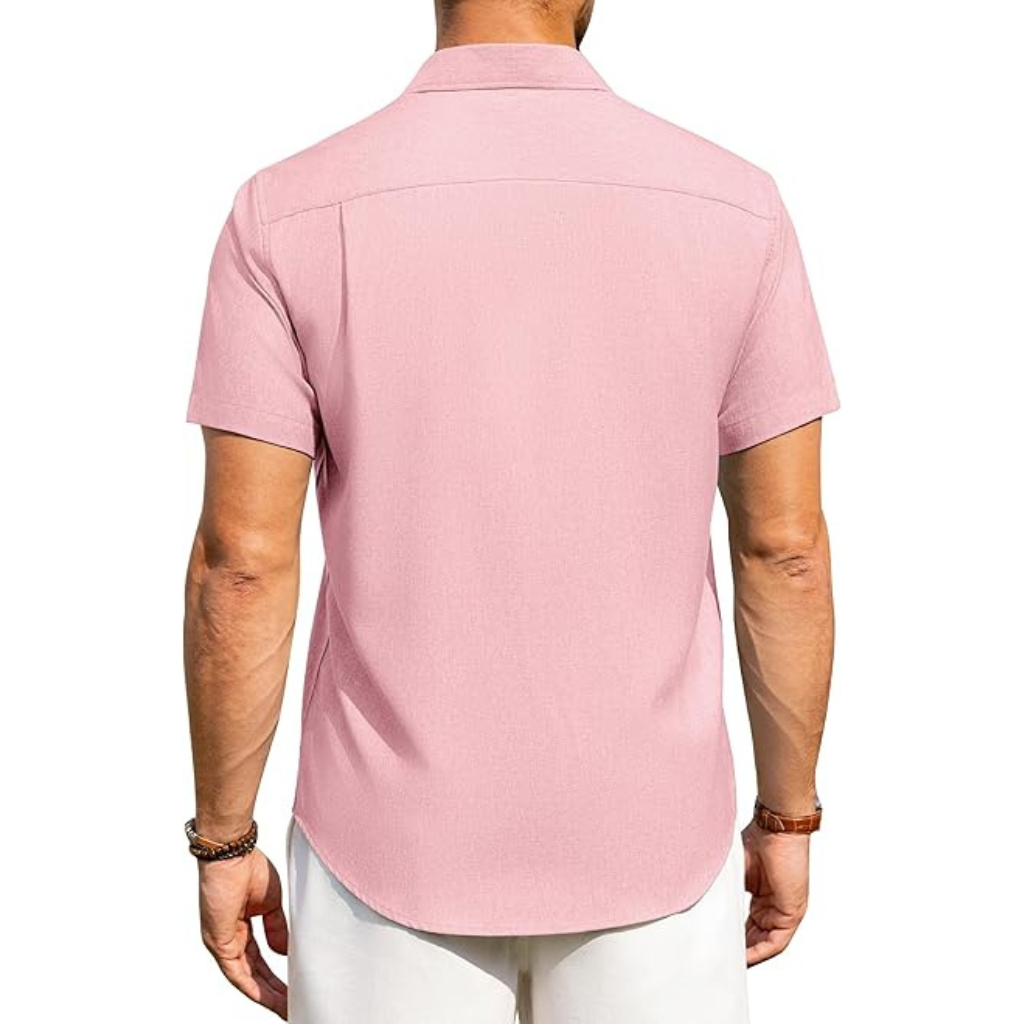 Short Sleeve Button Down Casual Wrinkle Shirts For Men
