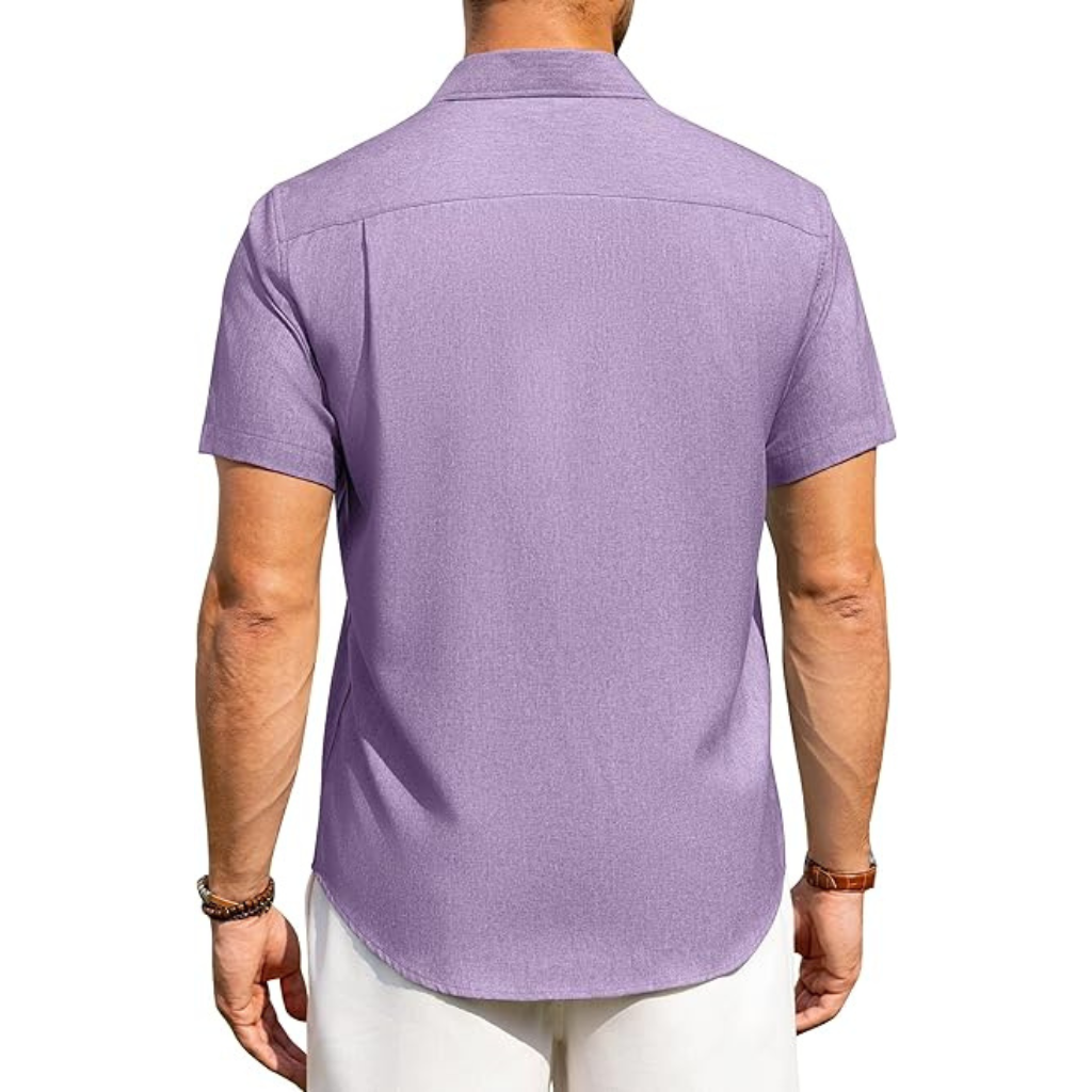 Short Sleeve Button Down Casual Wrinkle Shirts For Men