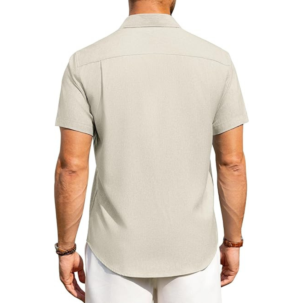 Short Sleeve Button Down Casual Wrinkle Shirts For Men