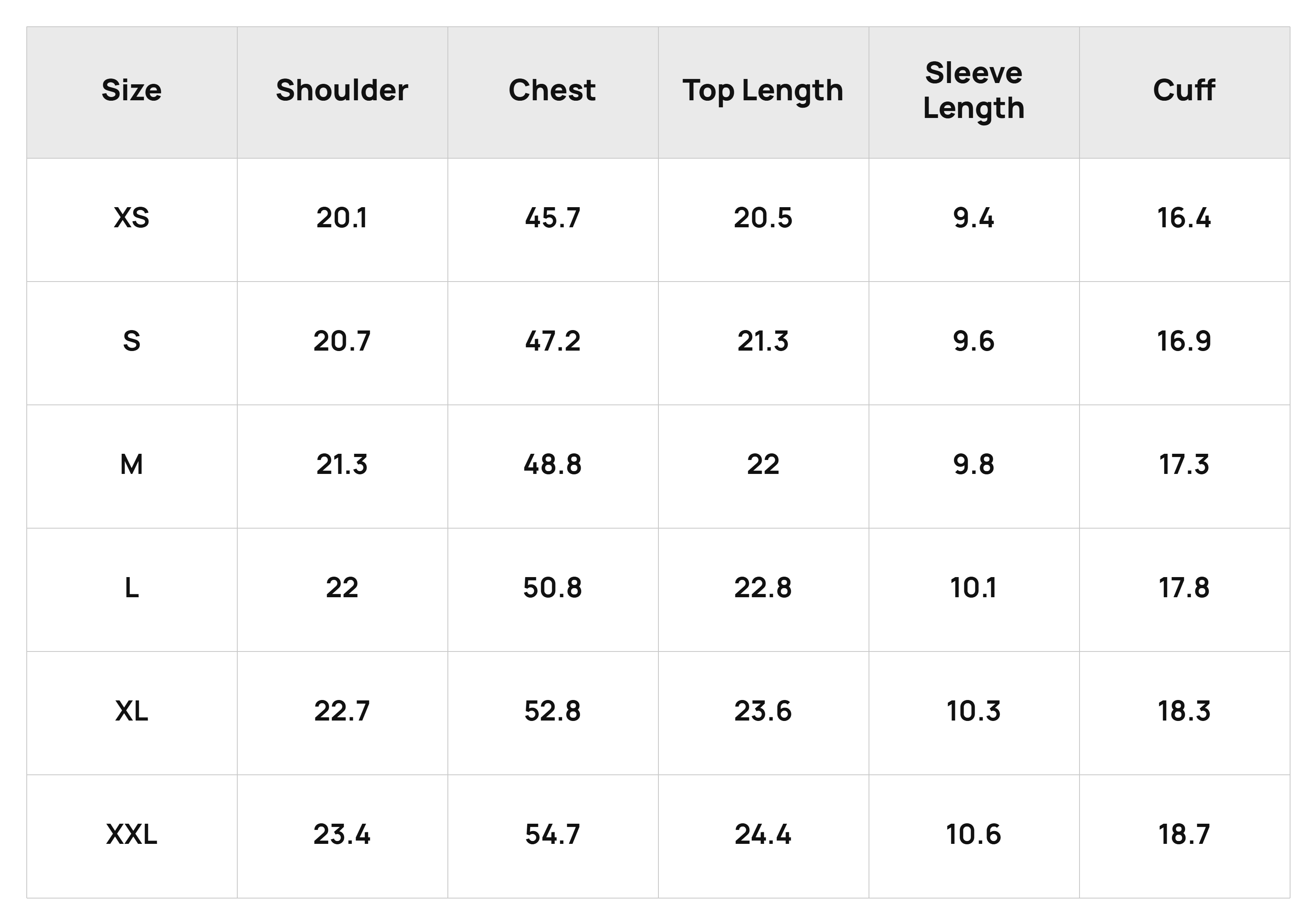 Size Chart