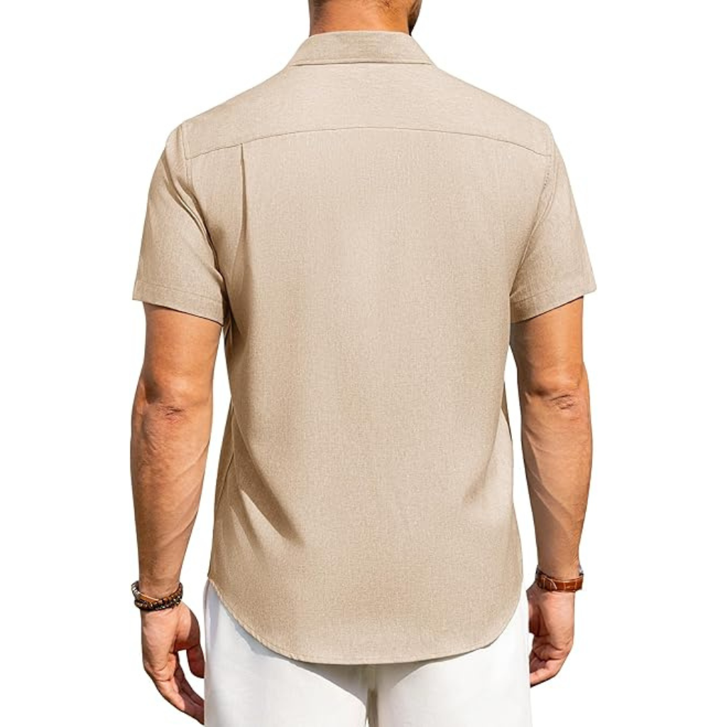 Short Sleeve Button Down Casual Wrinkle Shirts For Men