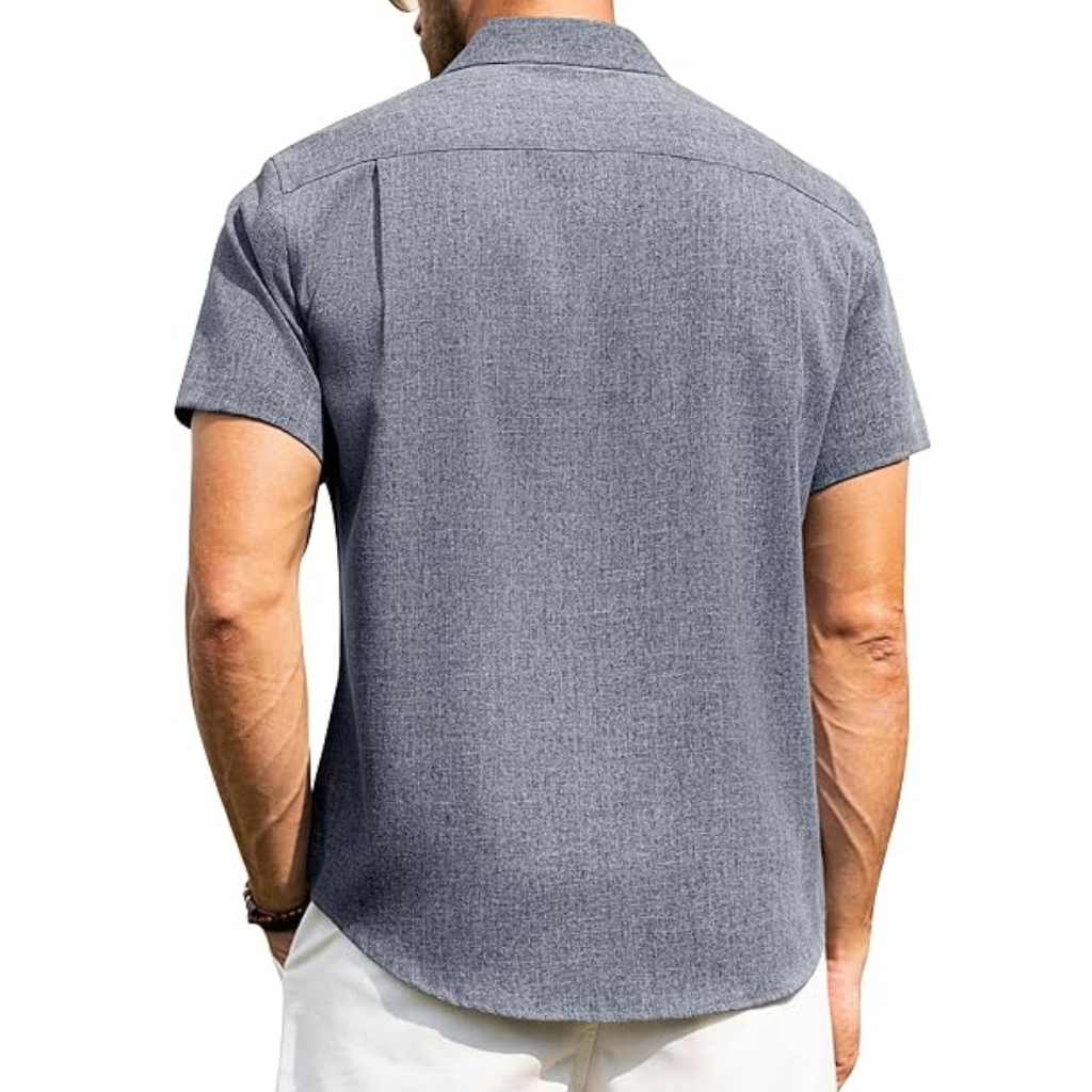 Short Sleeve Button Down Casual Wrinkle Shirts For Men