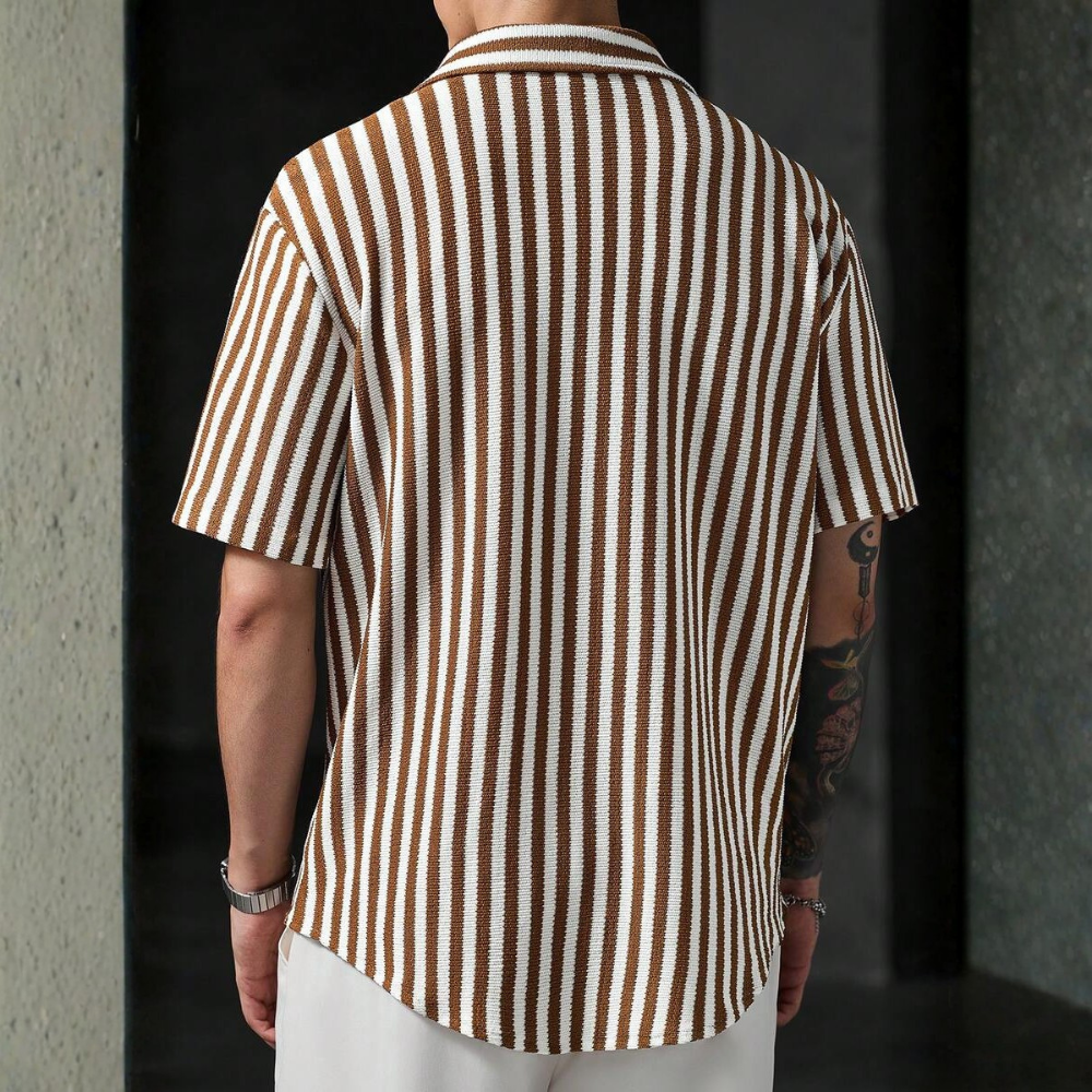 Casual Knit Jacquard Versatile Loose Shirt For Men