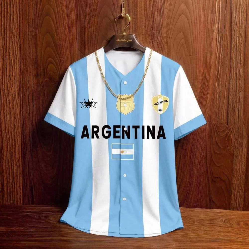 Baseball Jersey Style Print Short Sleeve Shirt For Men