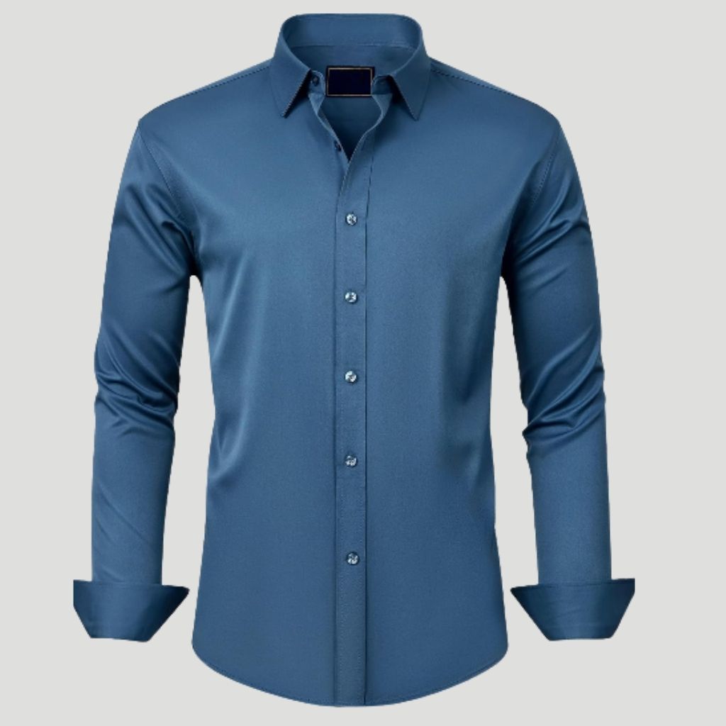 Mens Dress Shirt Solid Long Sleeve WrinkleMen Solid Colored Long Sleeve Shirt - Image 21