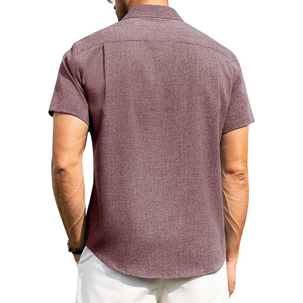 Short Sleeve Button Down Casual Wrinkle Shirts For Men