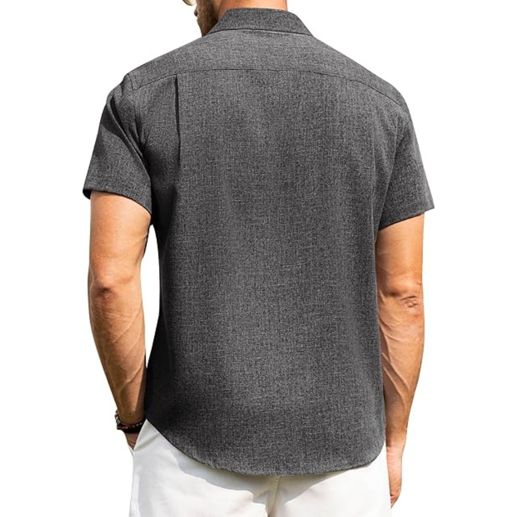 Short Sleeve Button Down Casual Wrinkle Shirts For Men