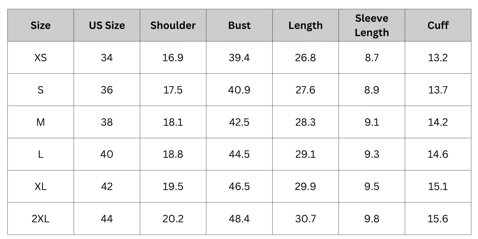 Size Chart