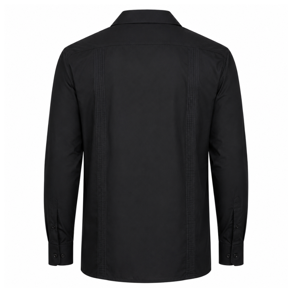 Embroidered Long Sleeve Cuban Collar Casual Button Shirt For Men