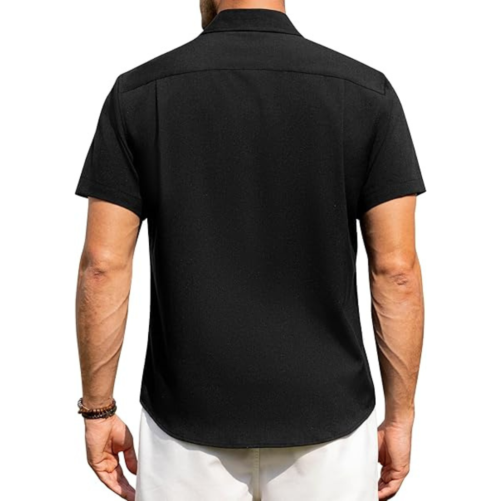 Short Sleeve Button Down Casual Wrinkle Shirts For Men