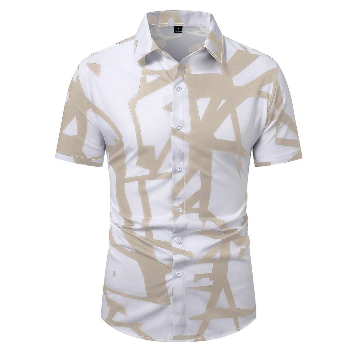 Casual Geometric Print Contrast Short Sleeve Shirt