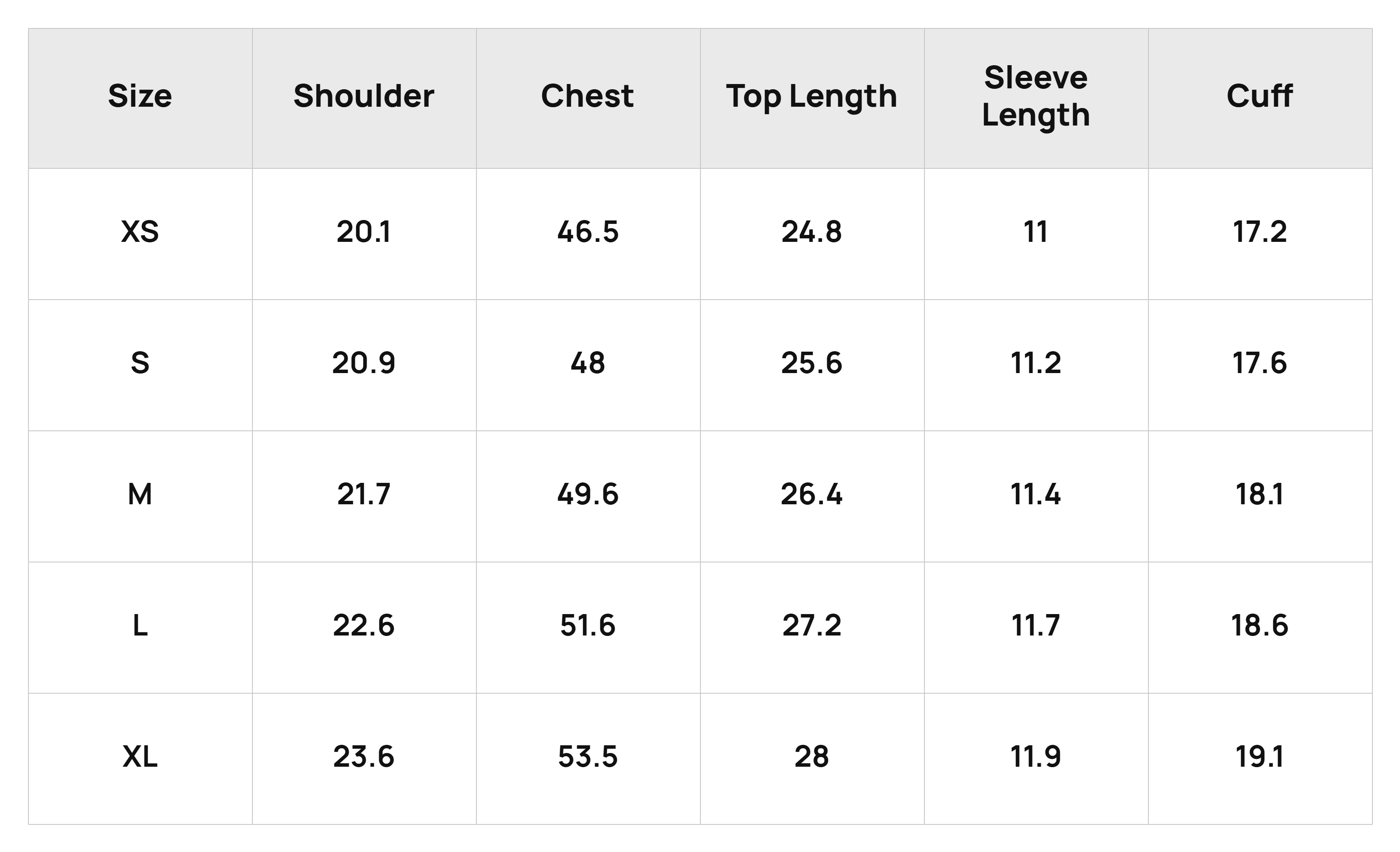 Size Chart