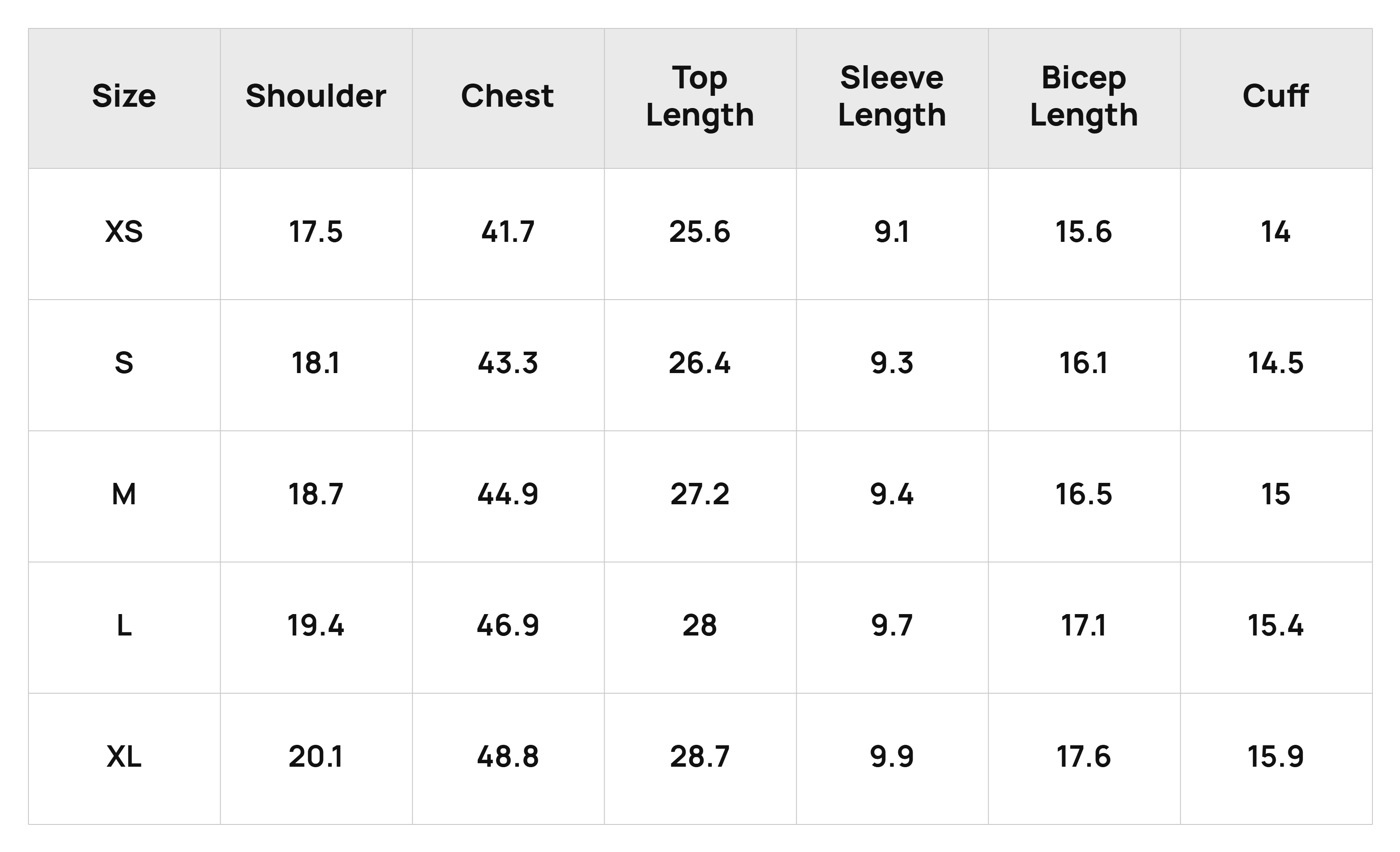 Size Chart