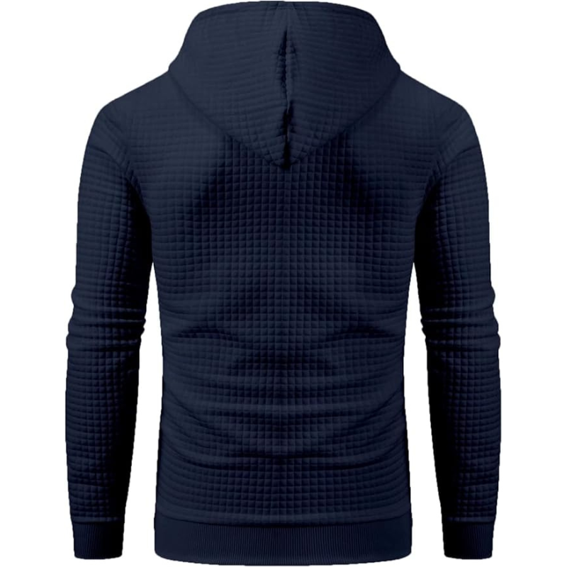  Mens Pullover Hoodies Plaid Jacquard Long Sleeve Drawstring Hipster