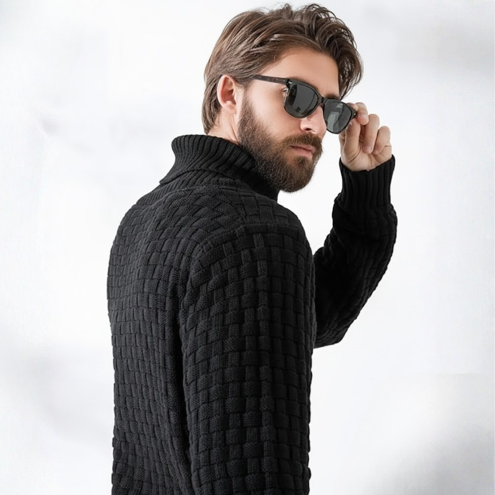 Men's Turtleneck Sweater Shawl Collar Pullover Sweaters Regular Fit Knitted Tops