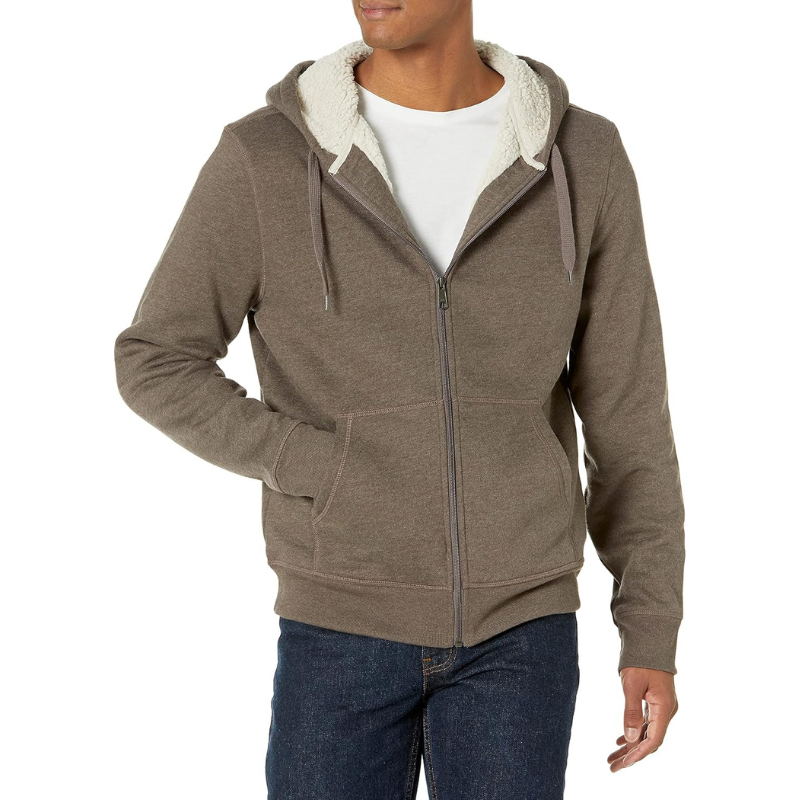 Hoodie For Men, Sherpa-Lined Full-Zip Fleece Sweatshirt