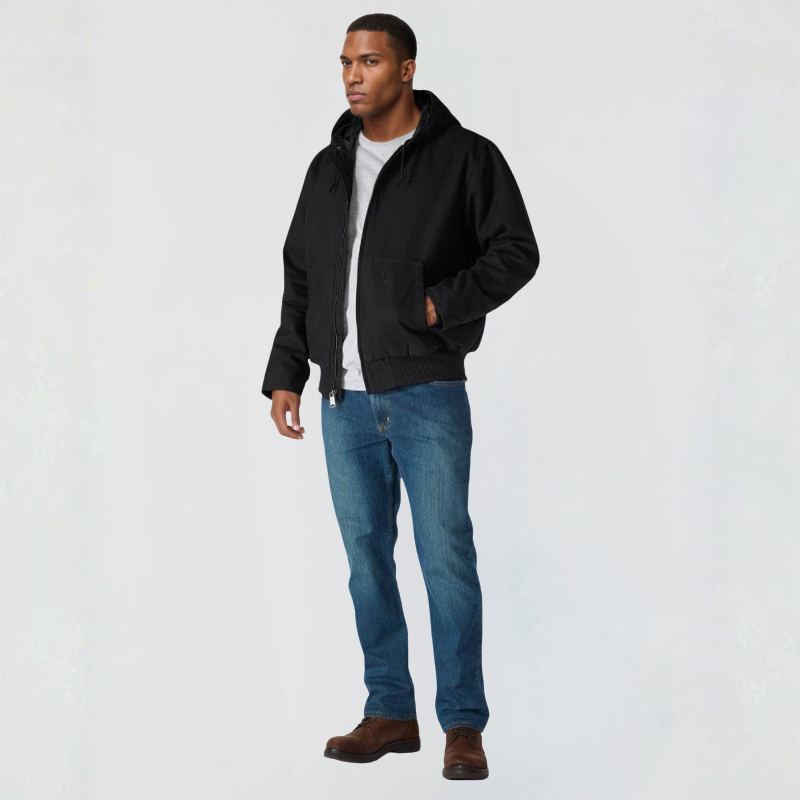 Washed Duck Hooded Insulated Jacket For Men