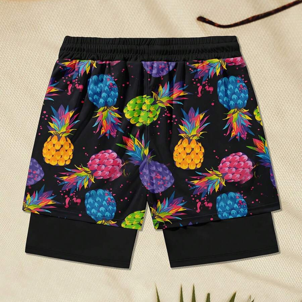 Soft Double Layer Quick Dry Beach Shorts For Men