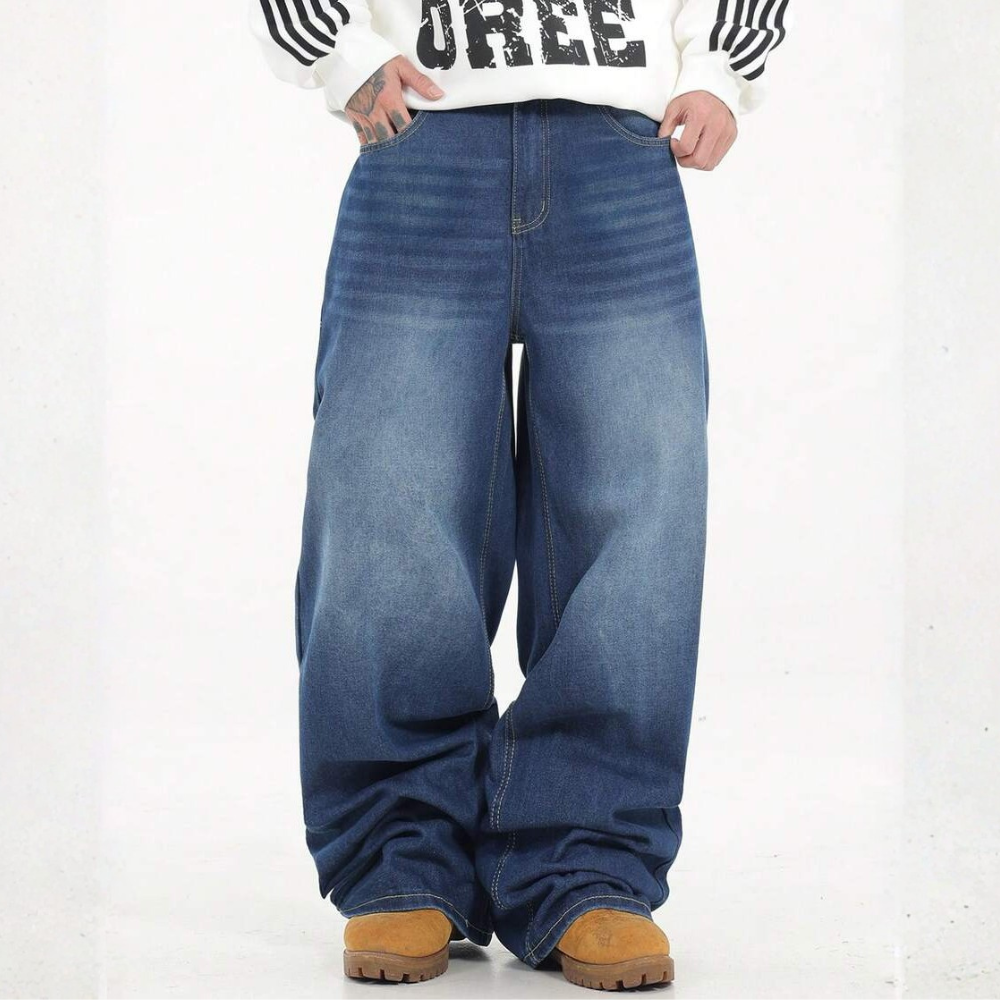Loose Washed Denim Casual Baggy Wide Jeans