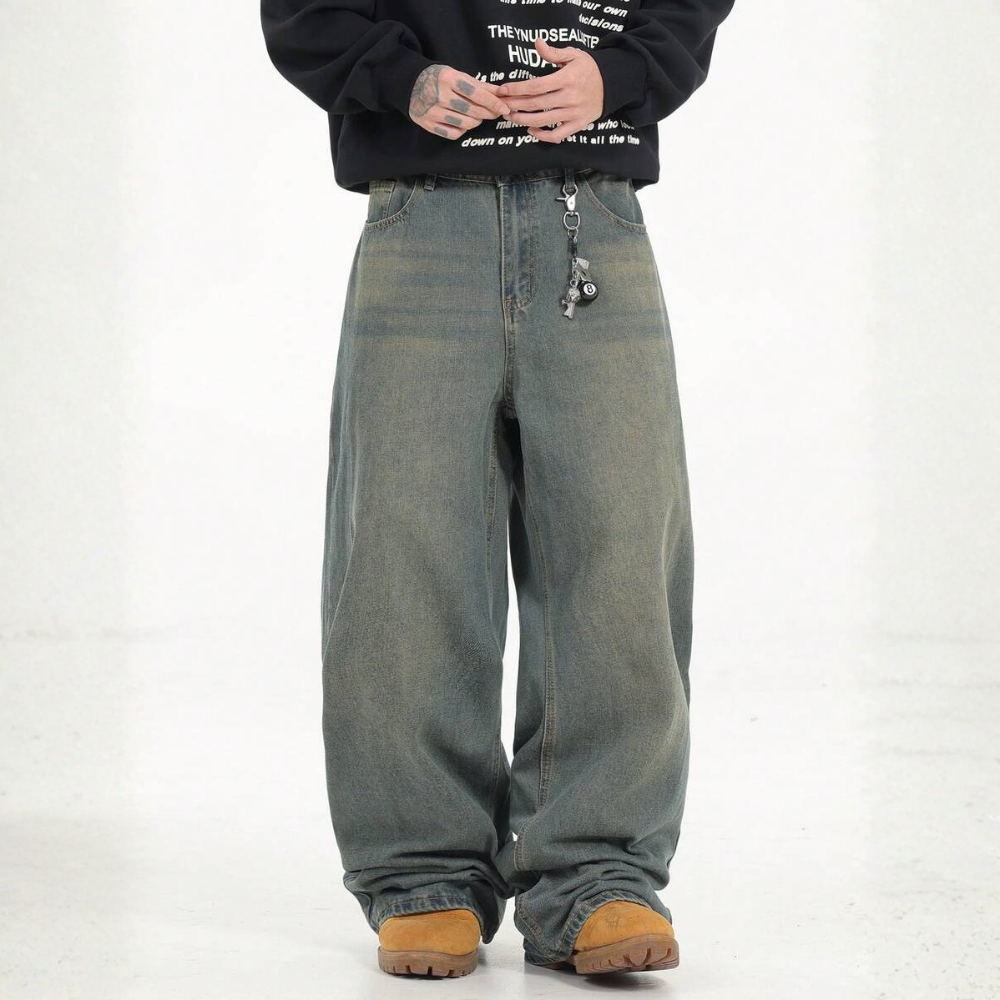Loose Washed Denim Casual Baggy Wide Jeans