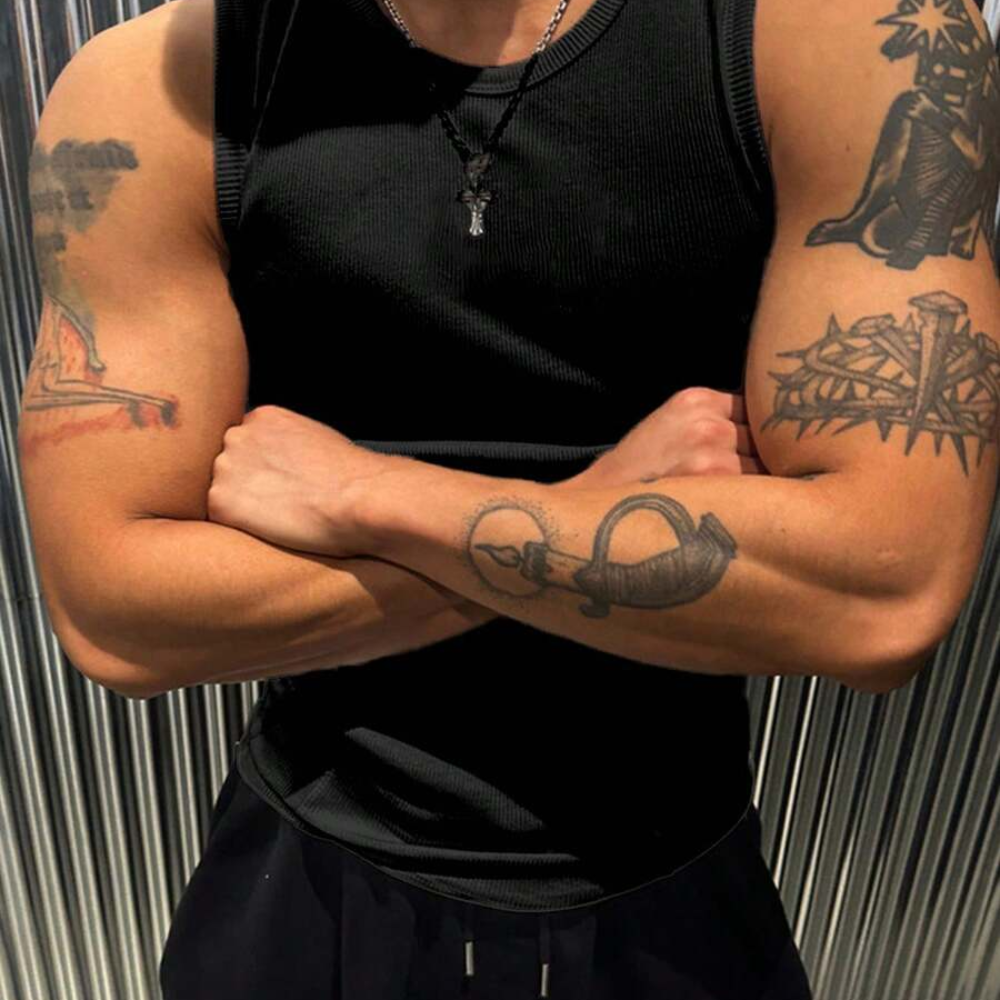 Solid Color Sleeveless Casual Tank Top For Men