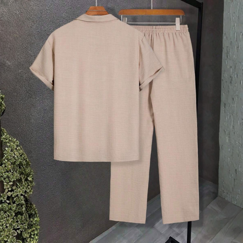 Short Sleeve Shirt And Long Pants Set For Men