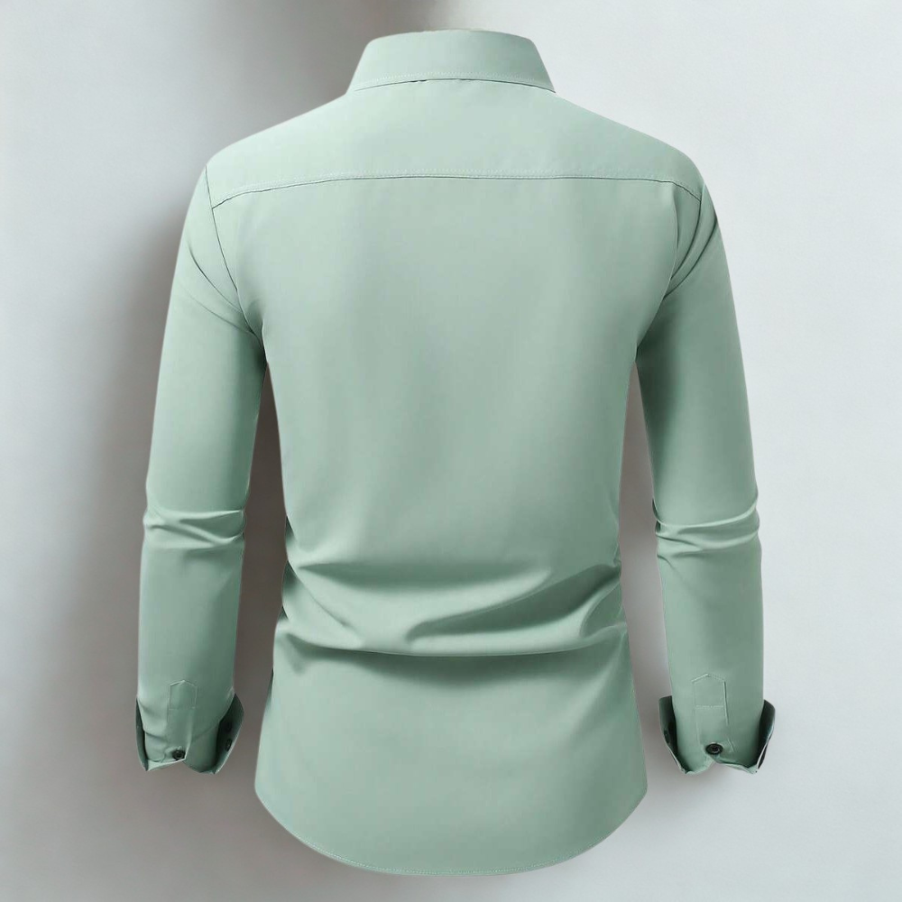 Front Button Long Sleeve Casual Shirt With Pocket For Men