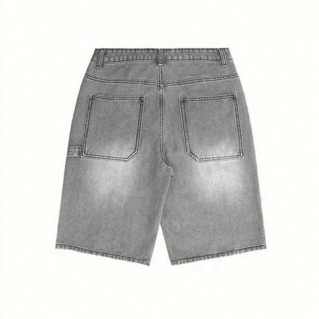 Emo Style Loose Fit Denim Bermuda Shorts For Men