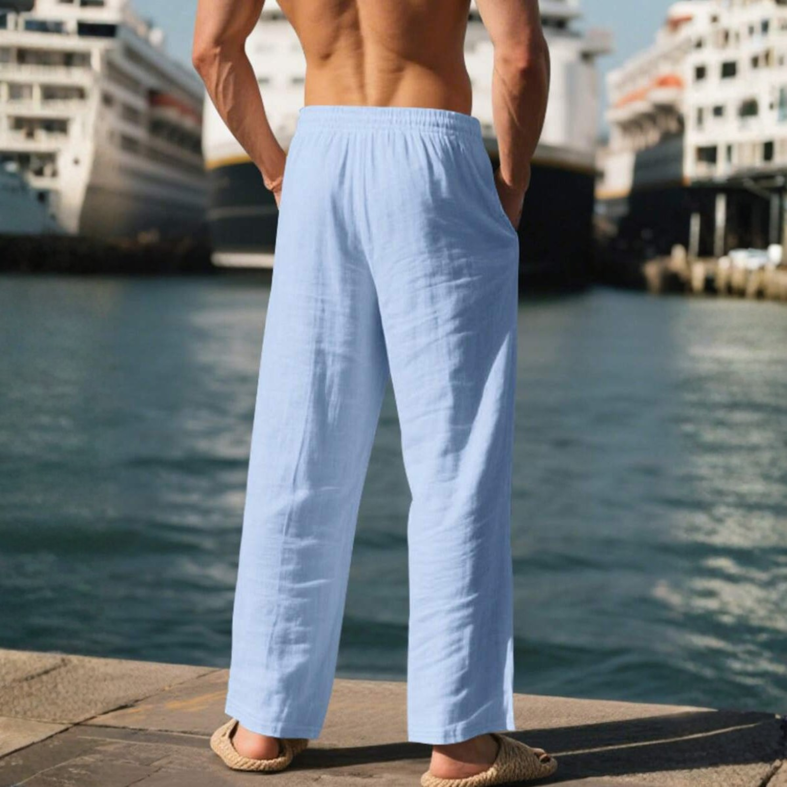 Loose Drawstring Sports Pants With Pockets For Men