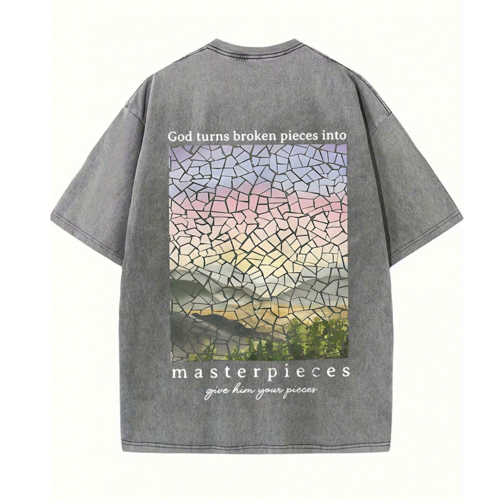 Retro Street Style Oversized Printed Drop T Shirt For Men
