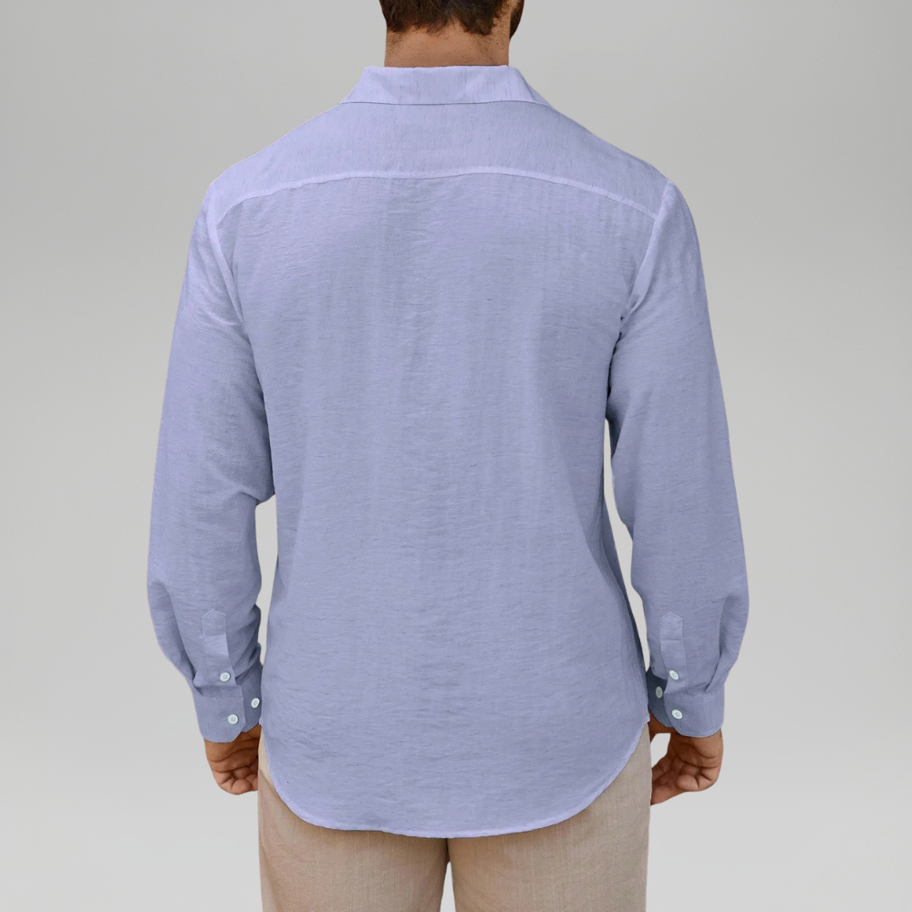 Linen Blend Long Sleeve Button Up Shirt For Men