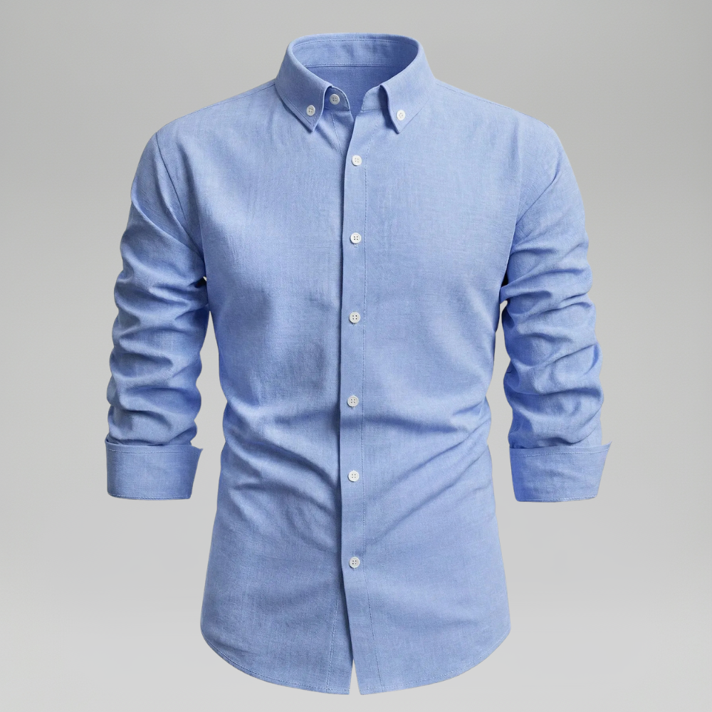 Linen Blend Long Sleeve Button Up Shirt For Men