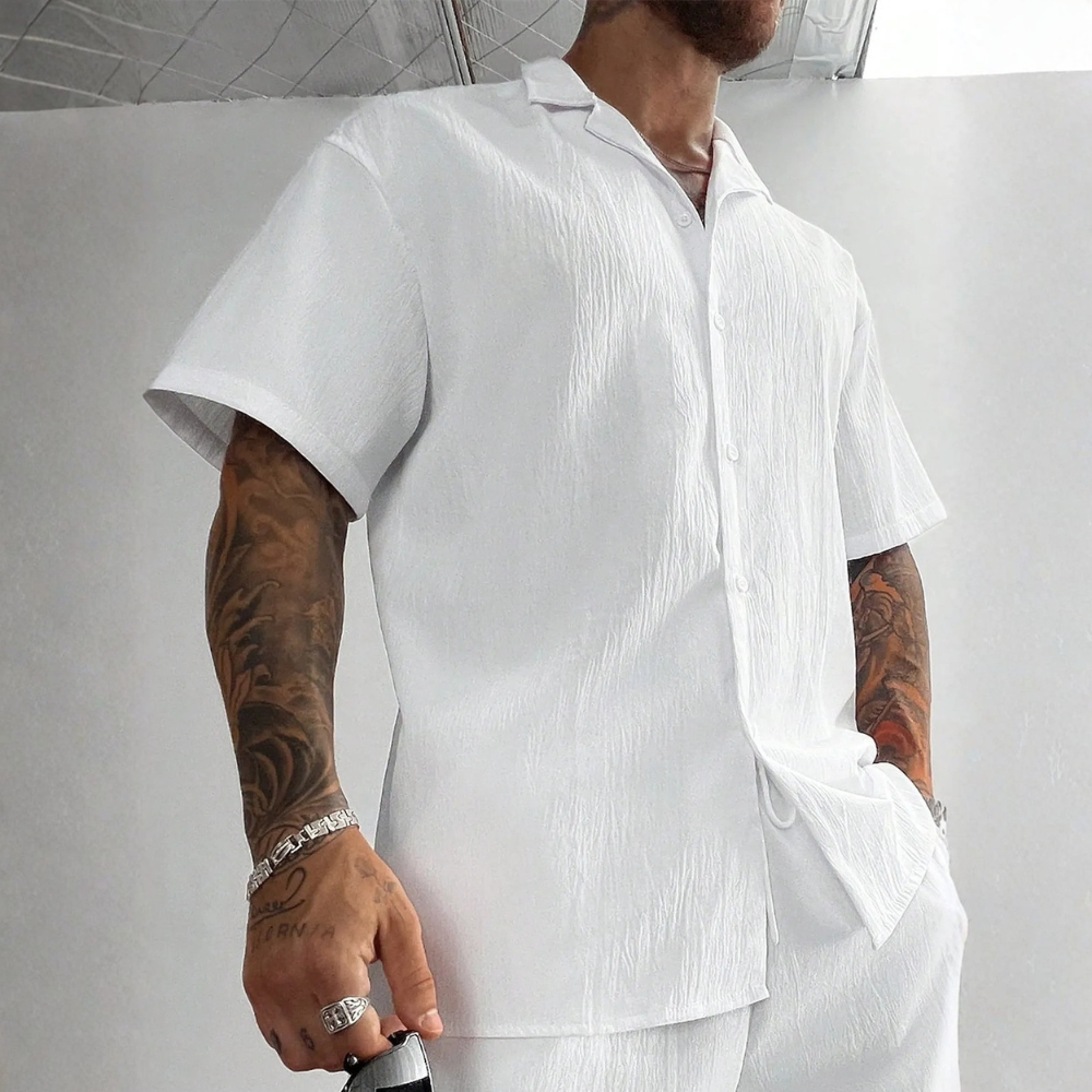 Retro Style Linen Short Sleeve Casual Beach Shirt For Men