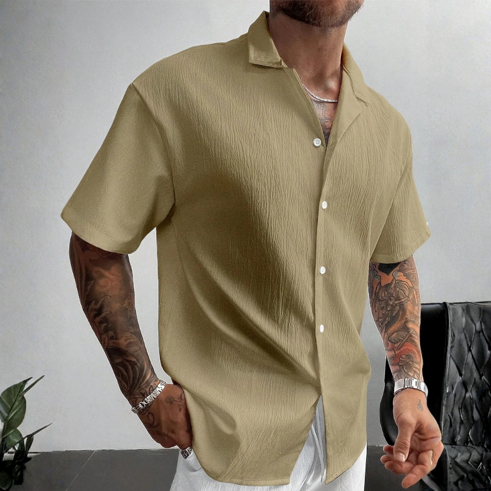 Retro Style Linen Short Sleeve Casual Beach Shirt For Men