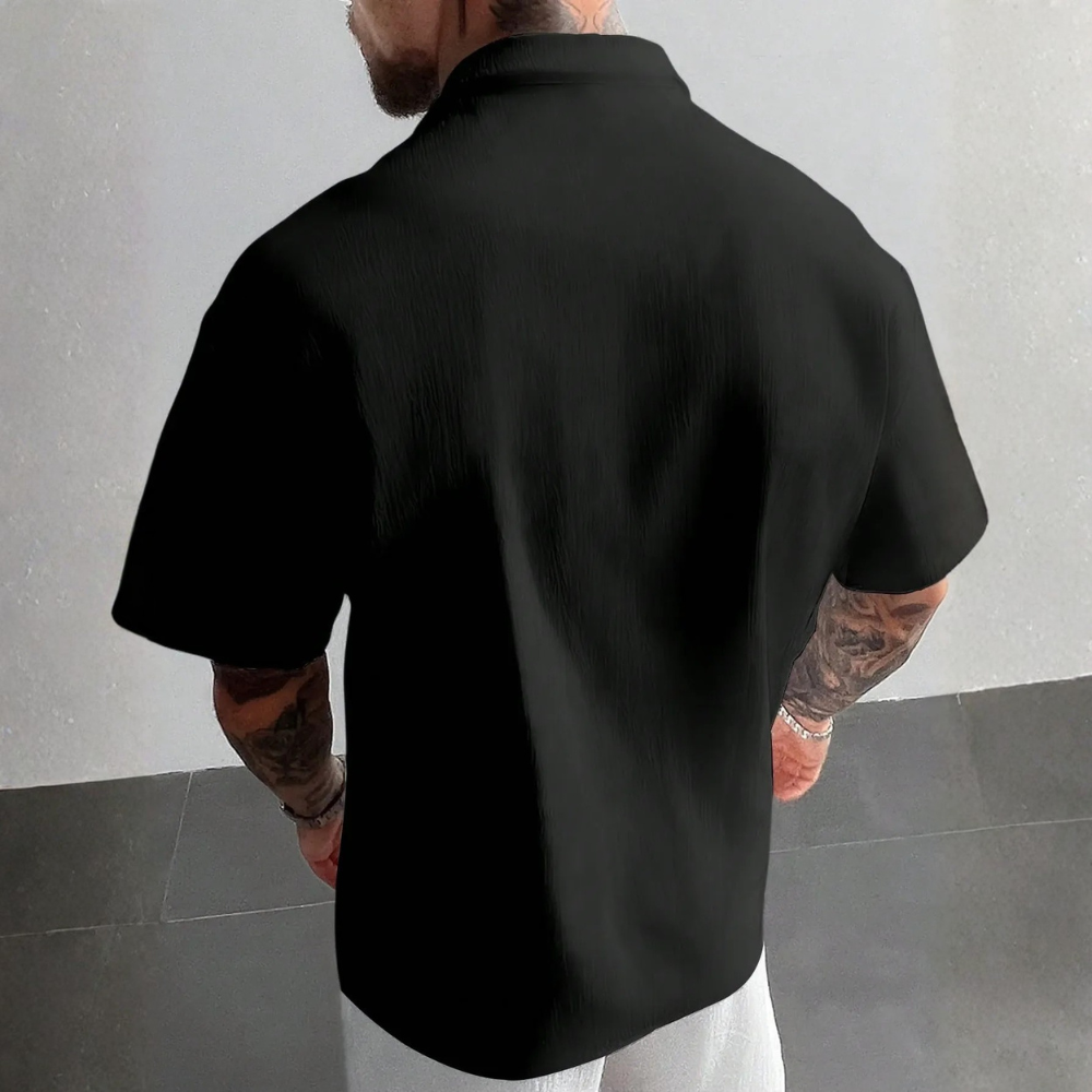 Retro Style Linen Short Sleeve Casual Beach Shirt For Men