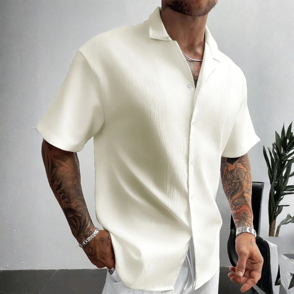 Retro Style Linen Short Sleeve Casual Beach Shirt For Men