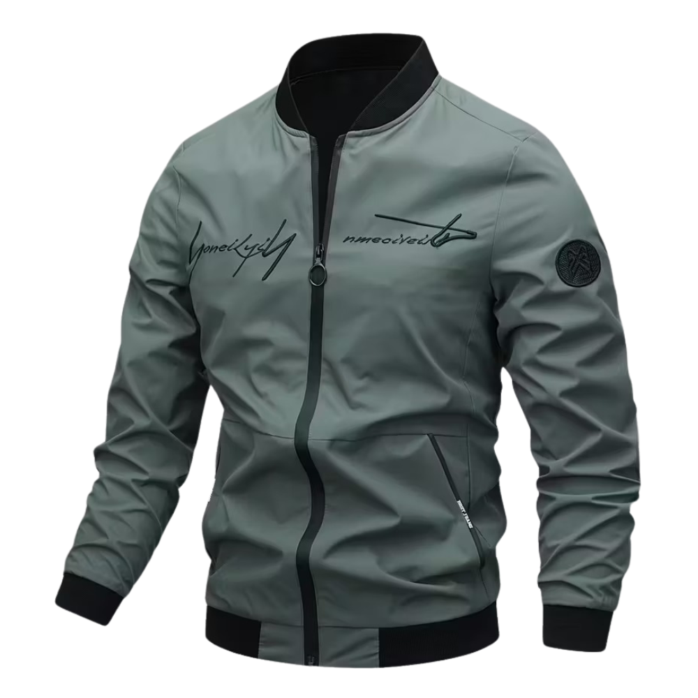 Letter Embroidered Bomber Jacket For Men