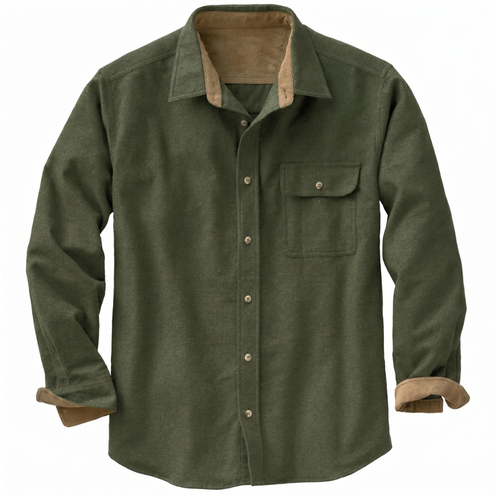 Sleeve And Button Down Flannel Shirt Long Sleeve For Men