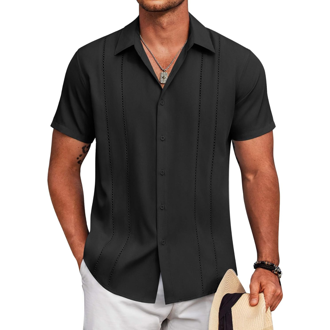 Summer Beach Guayabera Button Down Shirt