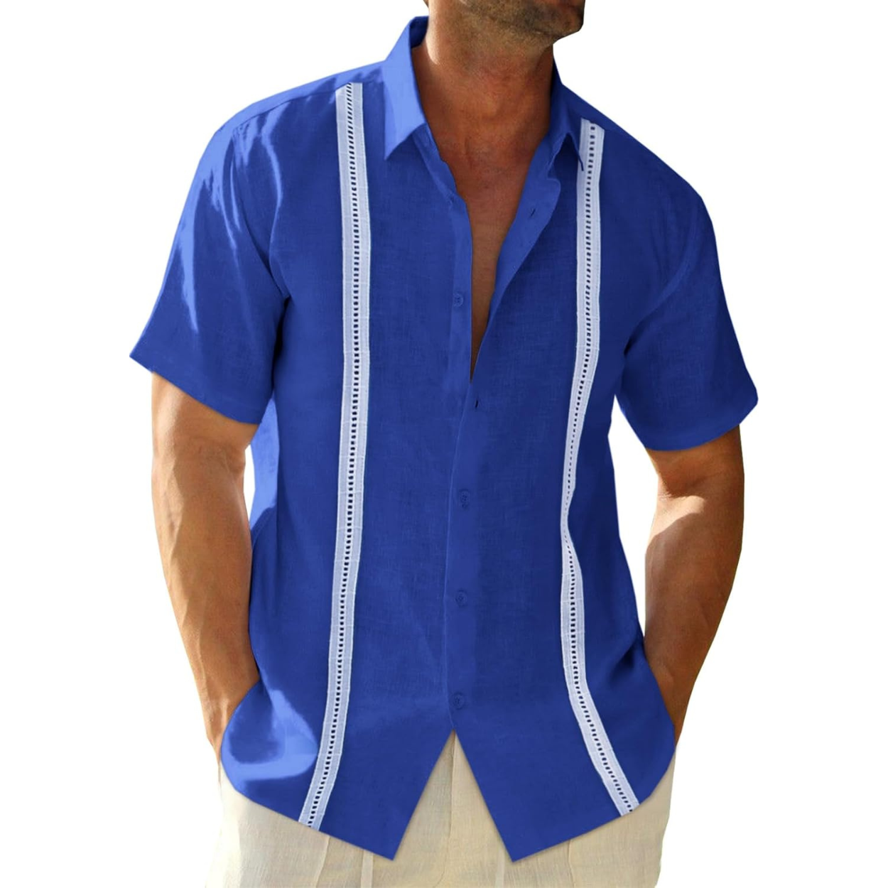 Casual Cuban Guayabera Short Sleeve Shirt For Men