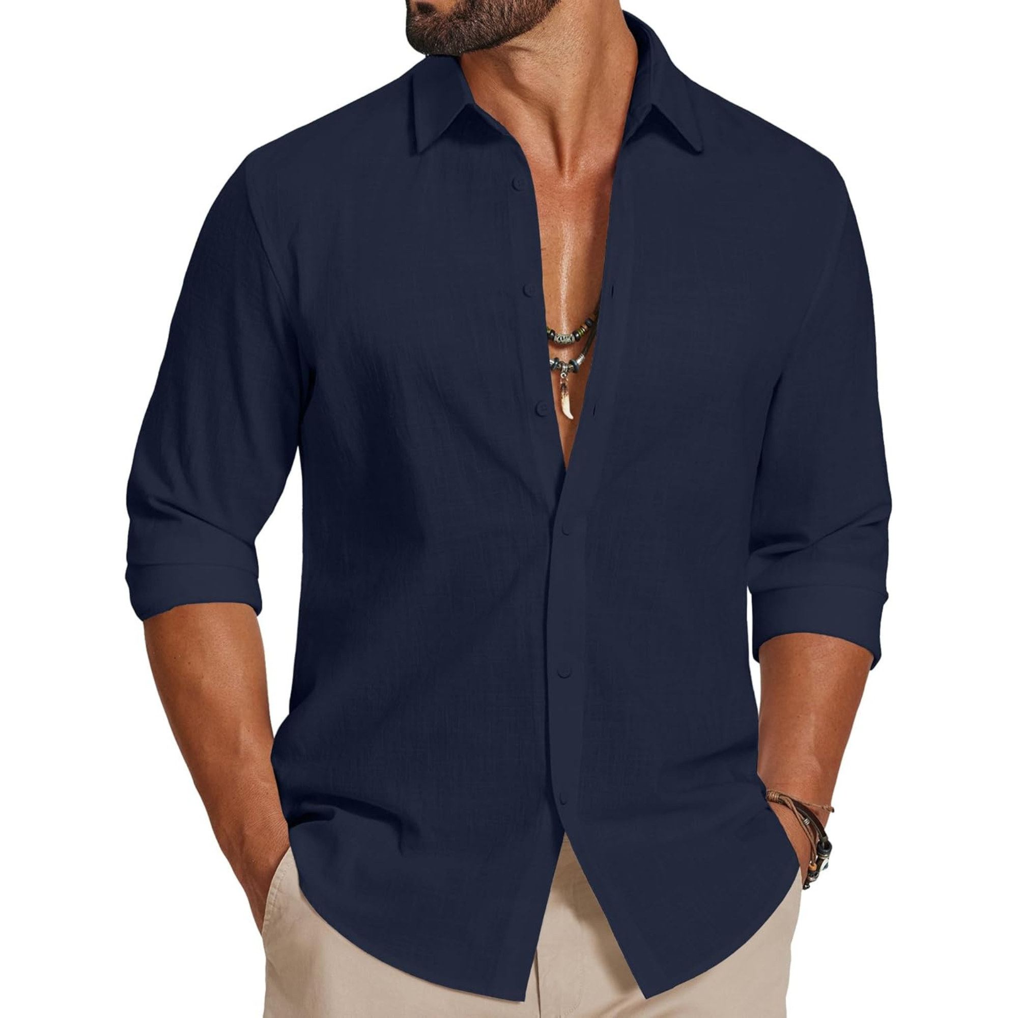 Long Sleeve Casual Linen Cotton Shirt