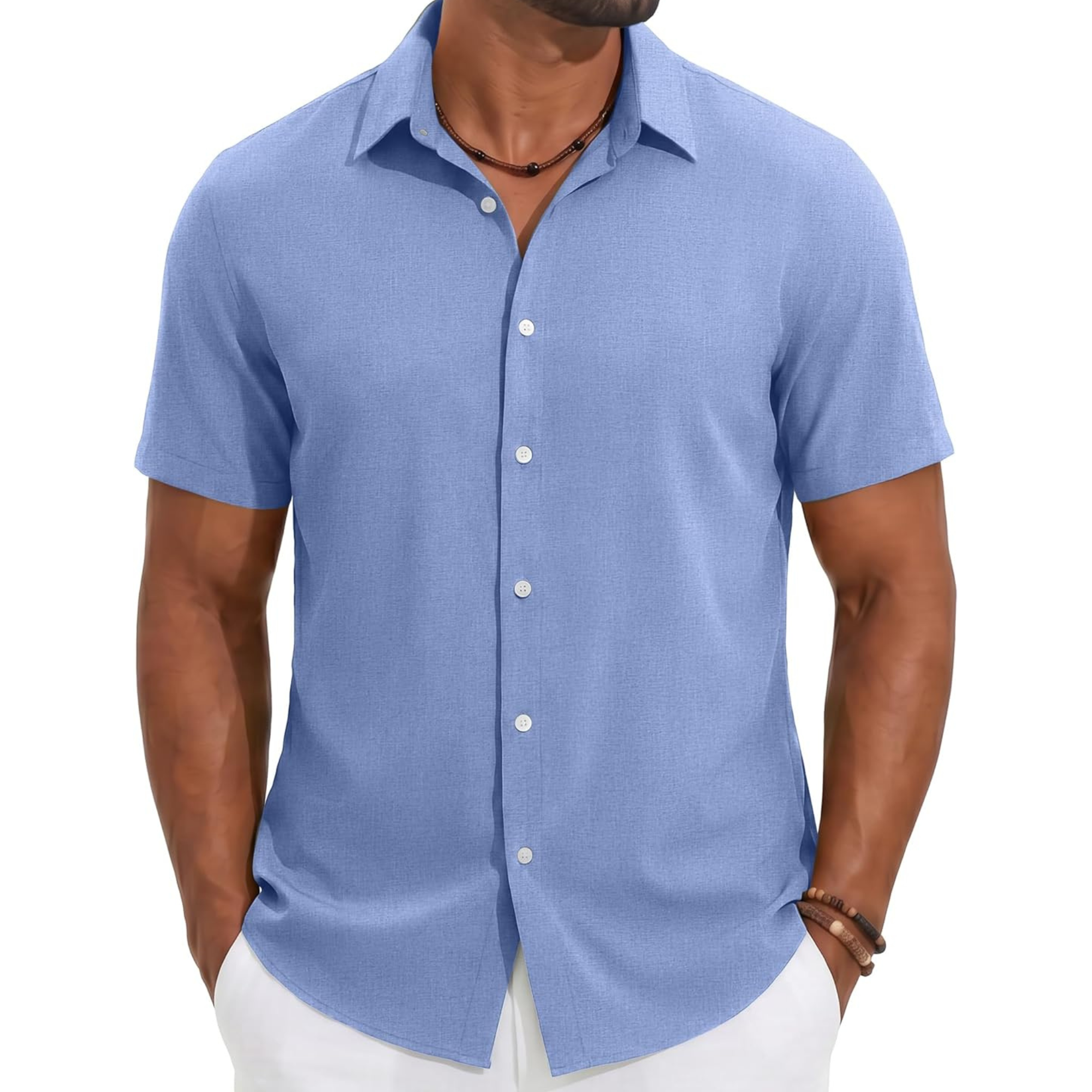 Casual Lightweight Linen Beach Button Down Summer Shirt