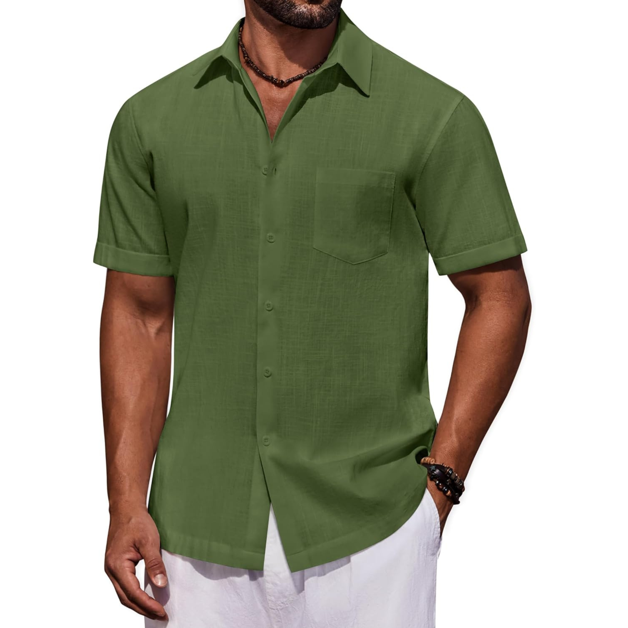 Casual Cotton Linen Summer Beach Button Shirts