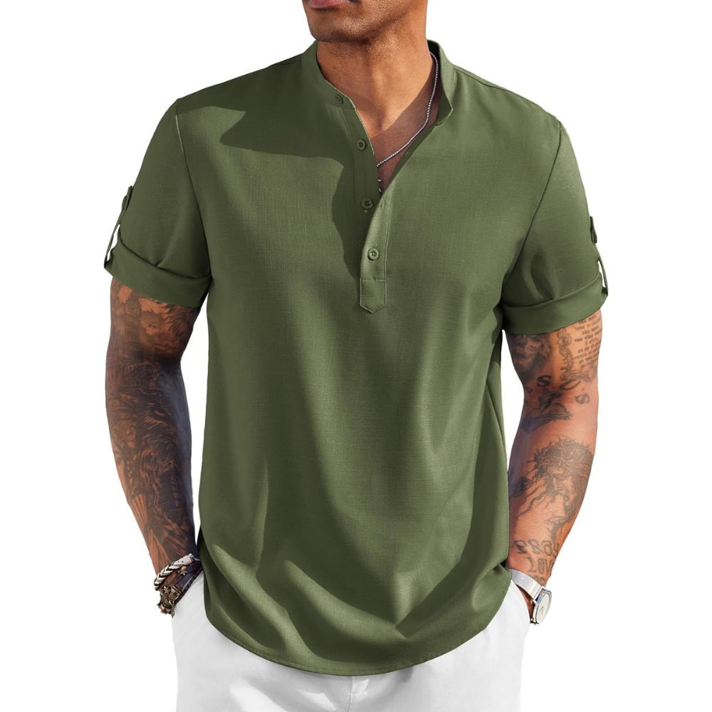 Casual Linen Henley Beach Hippie Summer Shirt