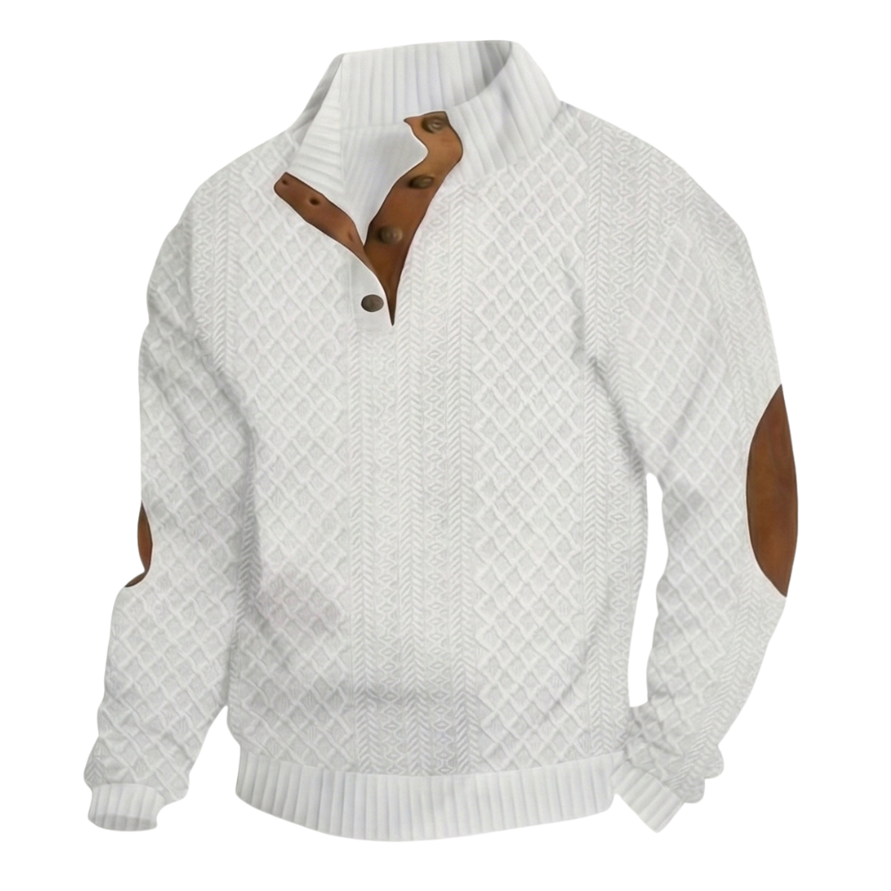 Casual Sports Knitted Sweatshirt With Button Detail For Men